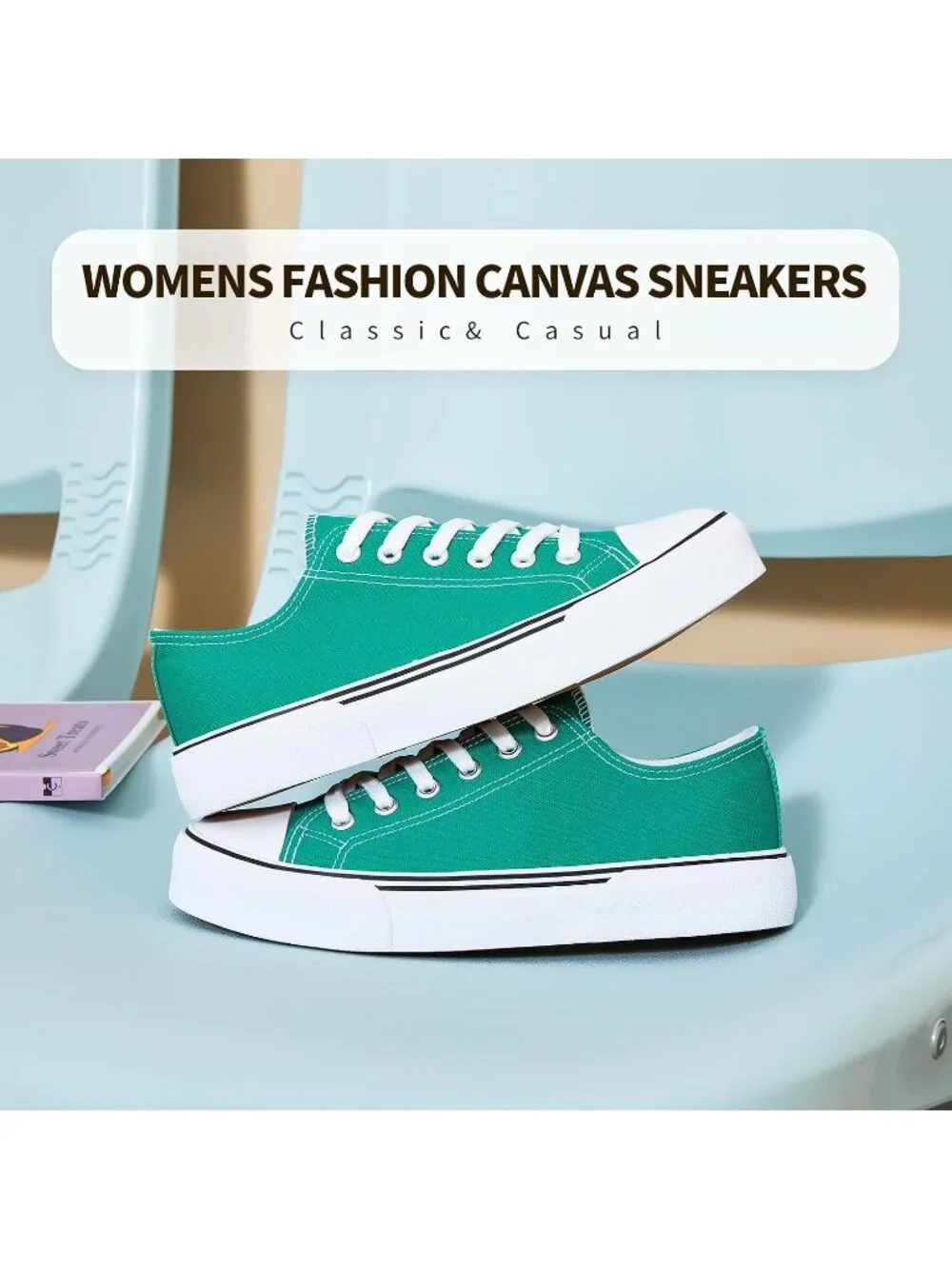Women's Dark Green Lightweight Low Top Canvas Slip On Casual Fashion Sneakers